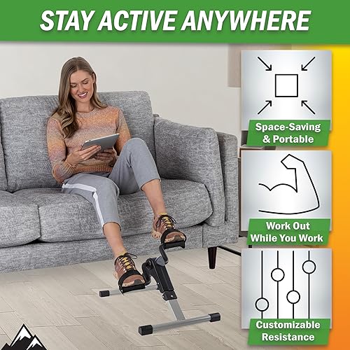 Miniatura 3 de Under Desk Exercise Bike Pedal Exerciser – Mini Stationary Cycle with Adjustable Resistance, Calorie Tracker & Foldable Design – Compact Pedal