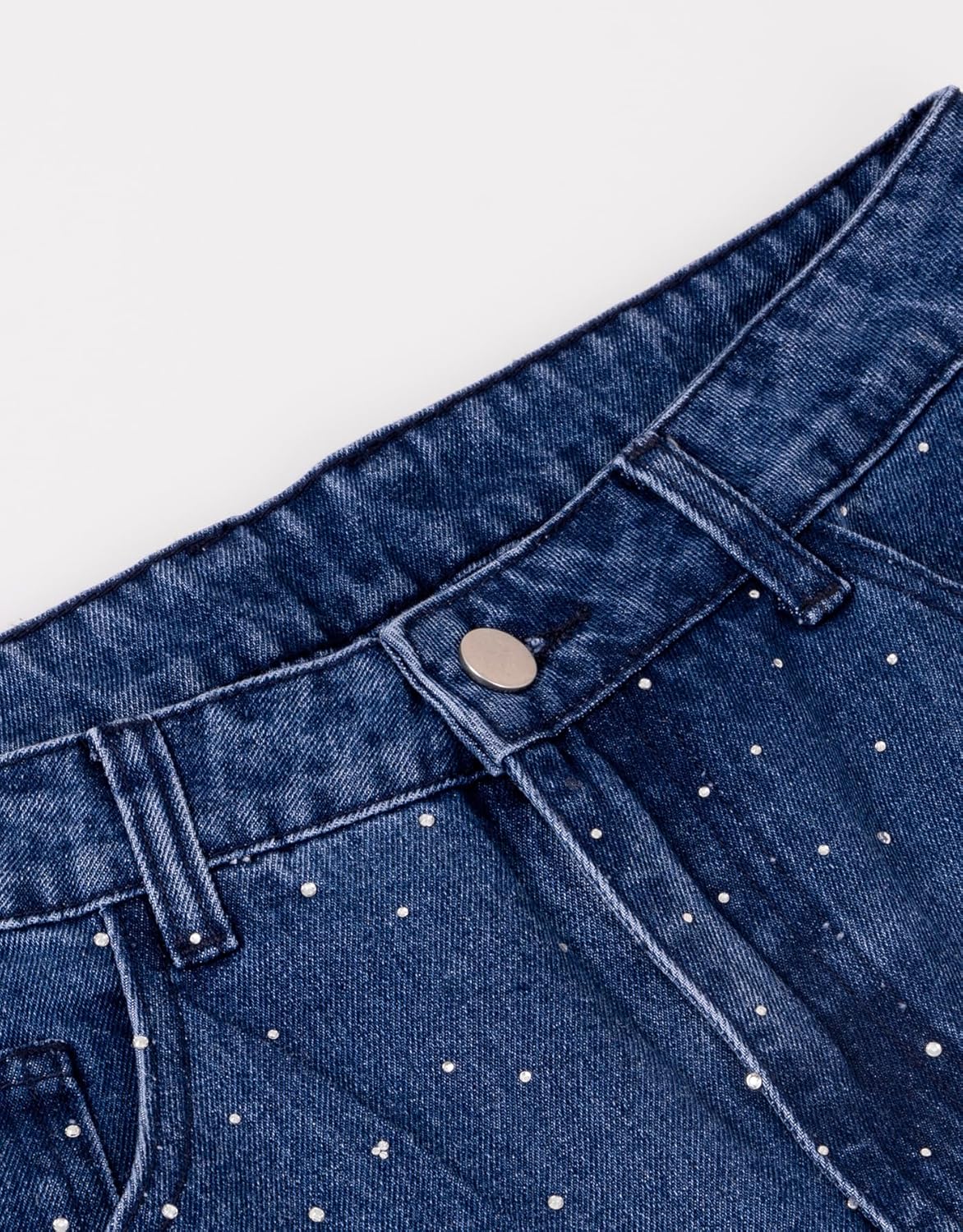 Kedera Rhinestone Jeans for Women Wide Leg Baggy Pants Y2K Mid Rise Jeans Bedazzled Sparkl Bling Pants Streetwear - Image 5