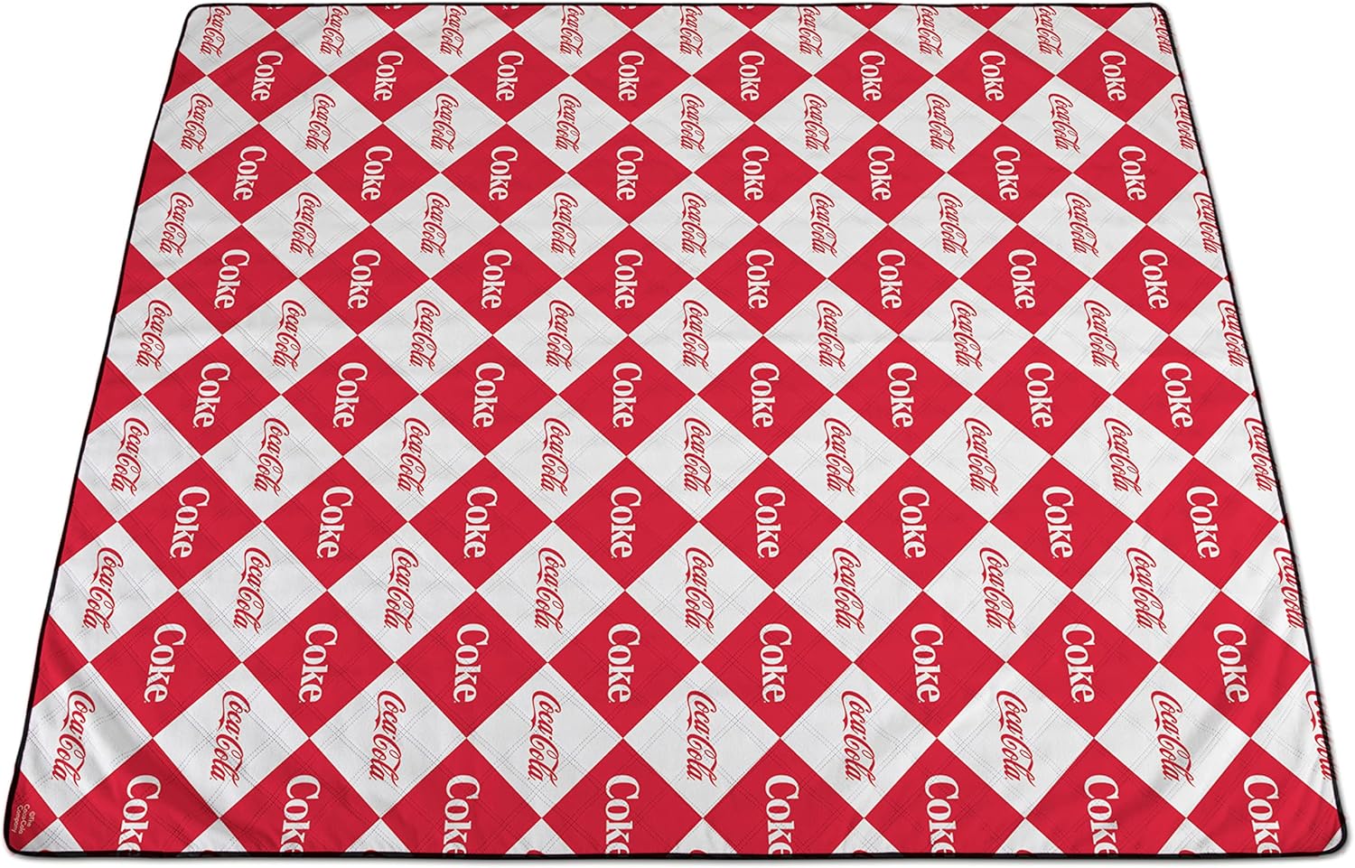 Picnic TIME Coca-Cola Impresa Picnic Blanket, Lightweight Folding Beach Blanket with Carry Backpack, Machine Washable Water Resistant Fleece Picnic Mat, (Red and White)