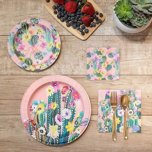 Miniatura 4 de Studio Oh! - Platos de postre de papel - Flores del desierto - Paquete de 16 platos duraderos y aptos para microondas con arte a todo color, para