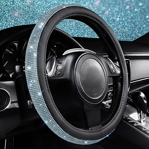 Miniatura 118 de CAR PASS - Funda de volante para mujer, de cuero, con diamantes brillantes de imitación, ajuste universal 14.5-15”, para automóvil, sedán, Diamante