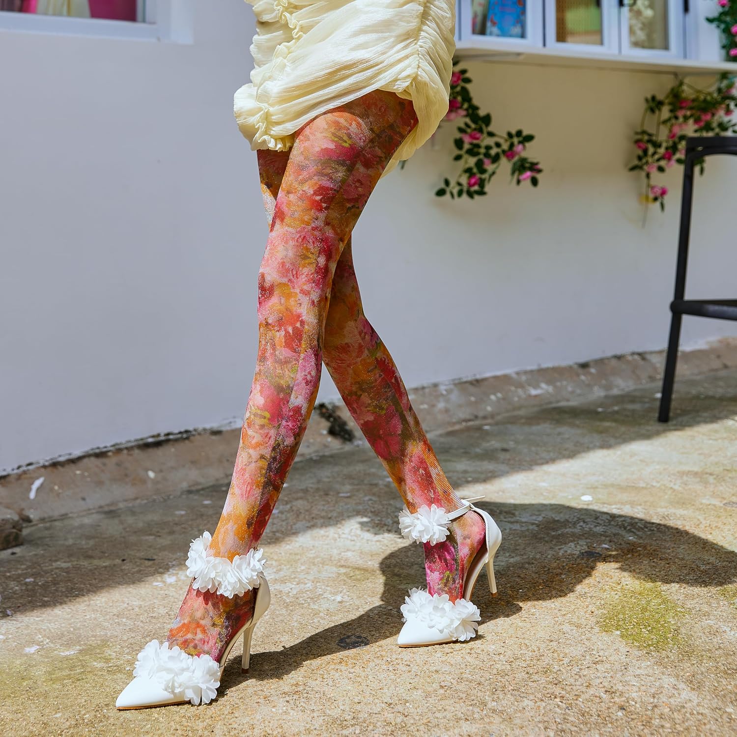 Sahabowi Women's Sheer Fashion Digital Print Fashions Stockings Metallic Silver Tights 1 - Image 5