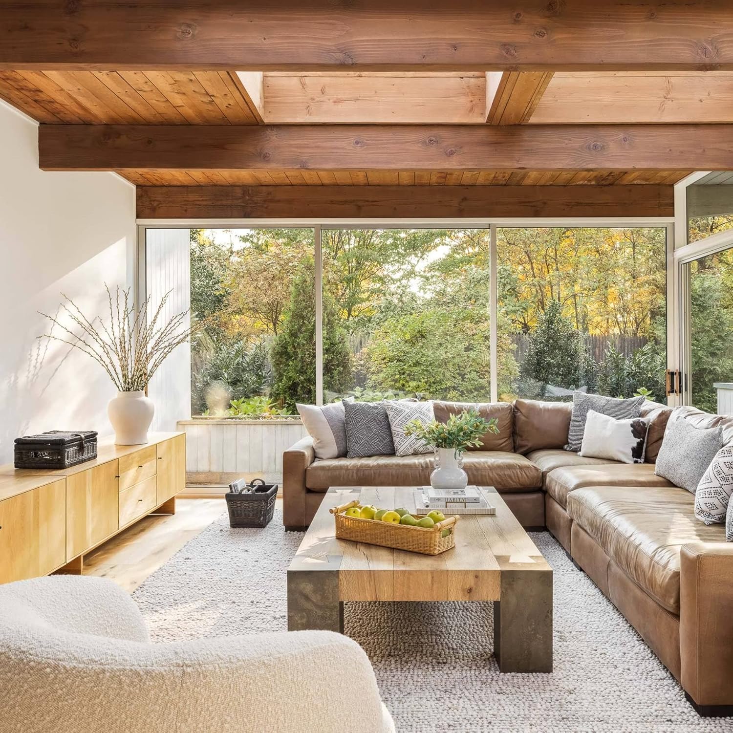 The Basket Lady Long Narrow Pole Handle Wicker Basket, Large, 21 in L x 8 in W x 6 in H, Sandstone