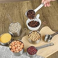 Vista 7 de Juego de tazas y cucharas medidoras, de acero inoxidable, juego completo de 19 cucharas medidoras profesionales, ingredientes líquidos o secos