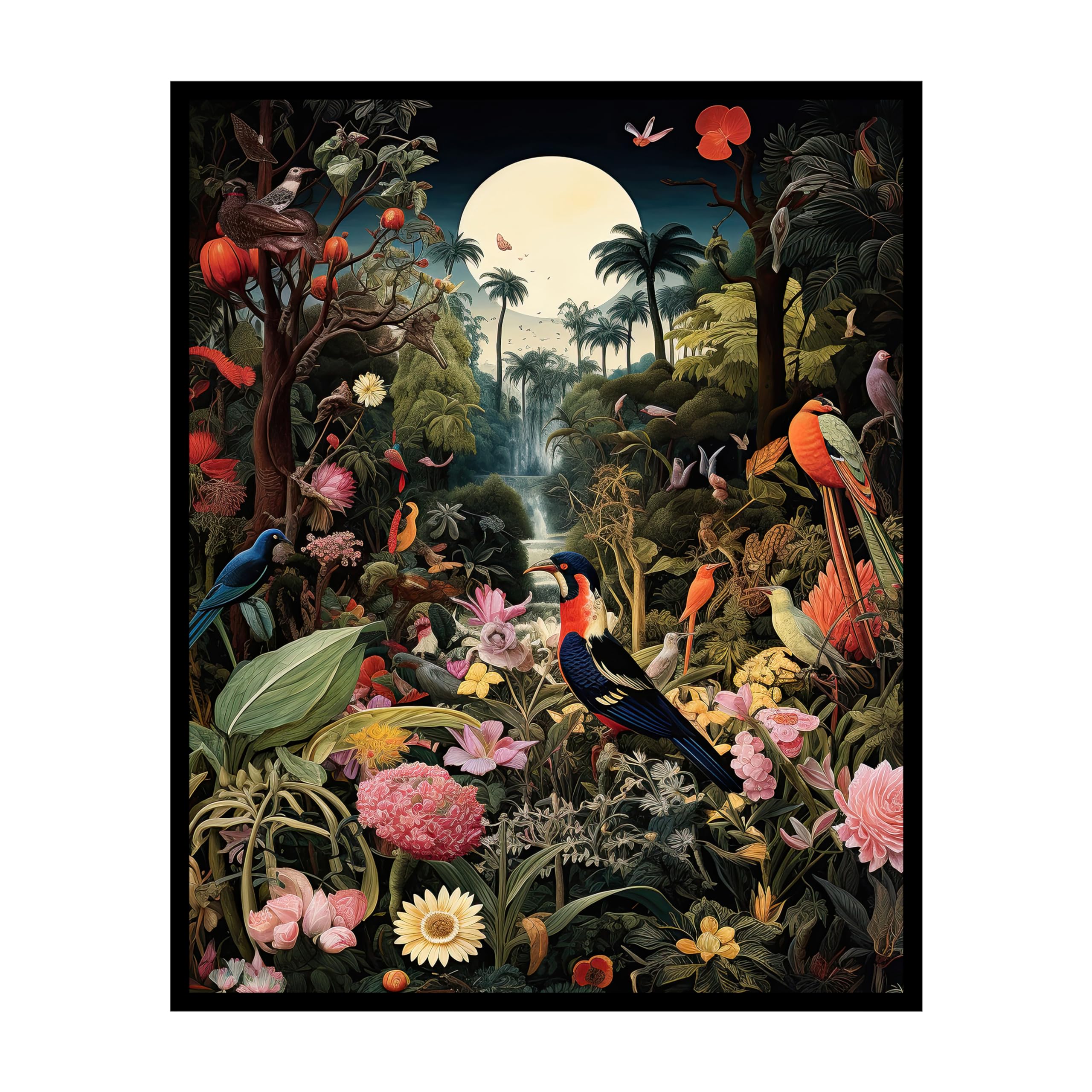 Poster Master Jungle Poster - Forest Print - Surreal Art - Bird Art - Trippy Art - Gift for Men, Women & Animal Lover - Aesthetic Decor for Office, Bedroom or Living Room - 8x10 UNFRAMED Wall Art