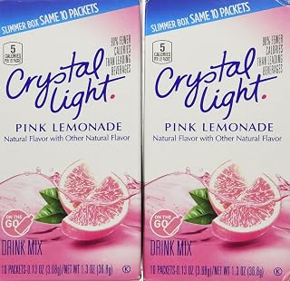 Crystal Light On The Go Pink Lemonade Drink Mix, 10 ct, pack of 2