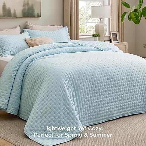 Vista 82 de Bedsure - Juego de colcha tamaño individual extralargo, ultrasónico suave, diseño de trébol, colcha ligera para todas las estaciones