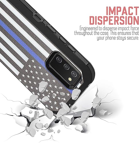 Miniatura 6 de Funda para Samsung Galaxy A02S, con protector de pantalla integrado, soporte giratorio con clip para cinturón, resistente y resistente (bandera de