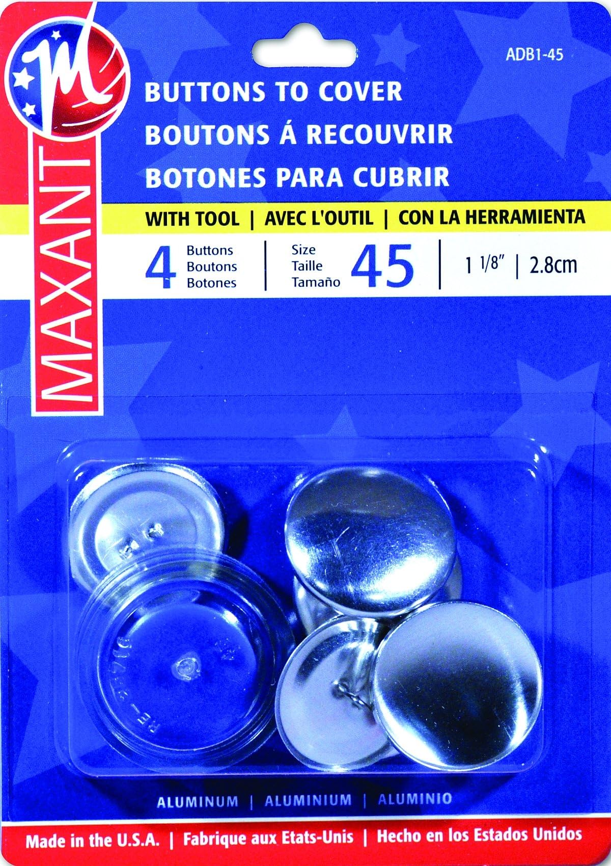 Maxant Cover Button Kit with Tool (Size 45 - Qty 4)