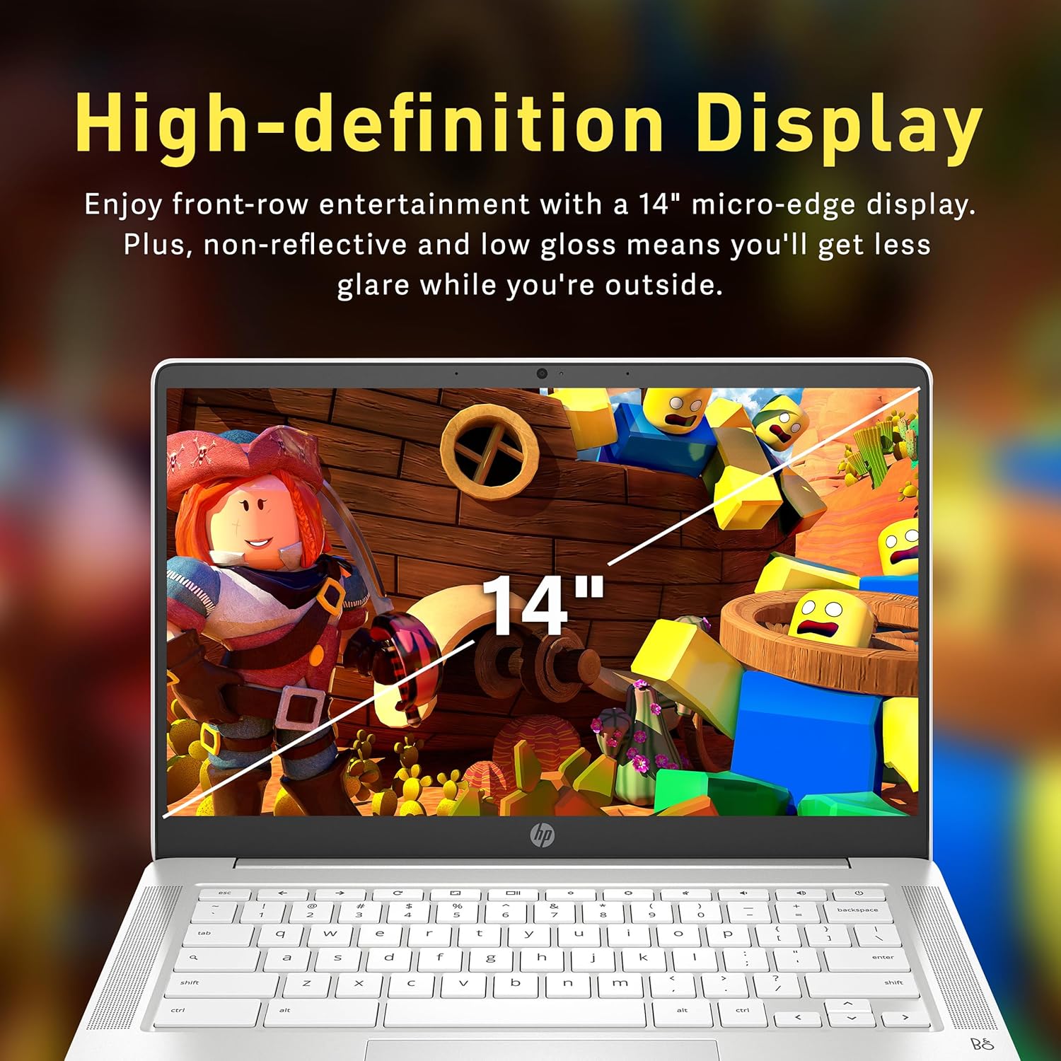 HP Chromebook 14" FHD IPS Laptop, AMD 3015Ce, 4GB RAM, 192GB Storage(32GB eMMC+160GB Docking Station), AMD Radeon Graphics, 720p HD Camera, HD Audio, Chrome OS, Ceramic White