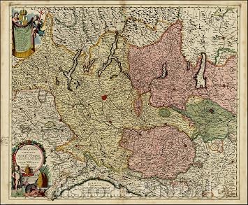 Historic Map - Status et Ducatus Mediolanensis et Parmensis; quin Etiam Venet Dominii Regional of Northwestern Italy, Lake Districts and Coast of Liguria, 1700 - Vintage Wall Art 24in x 20in