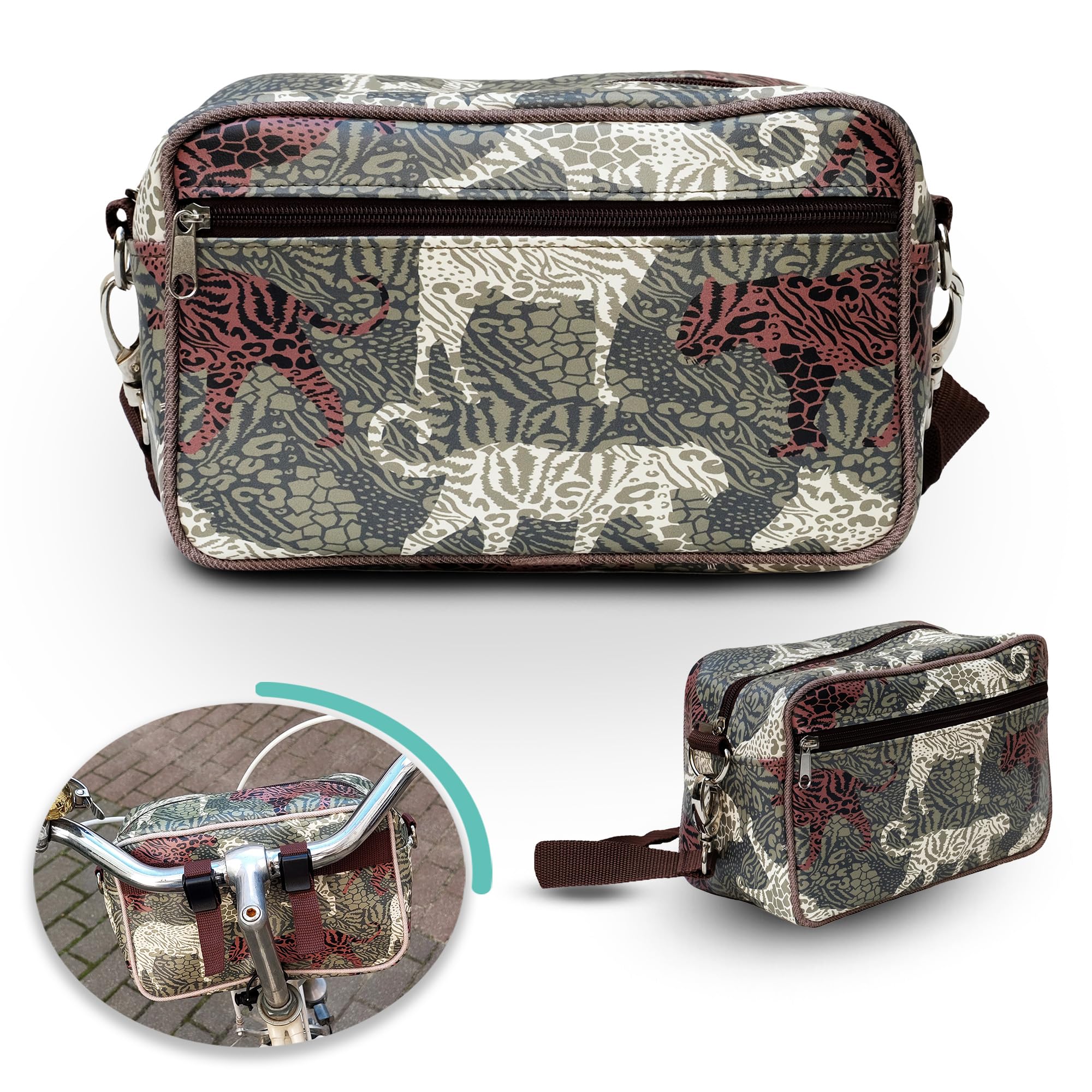 Lenkertasche Fahrradtasche aus bedruckter Plane, mit abnehmbarem Schultergurt, für Frauen Wasserdicht Bike Bag