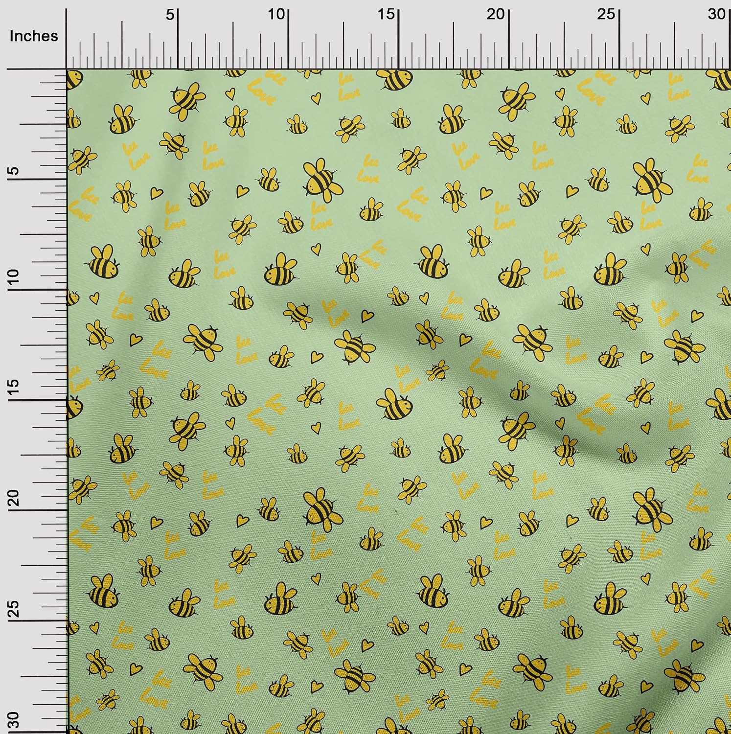 oneOone Cotton Cambric Mint Green Fabric Honey Bees Sewing Fabric By The Yard Printed DIY Clothing Sewing Supplies 42 Inch Wide