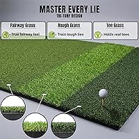 Vista 2 de TriZone Pro - Alfombrilla de golf prémium de 6 x 4 pies Tri Turf Golf Mat Tapetes de golf para práctica en interiores, exteriores, con simulador