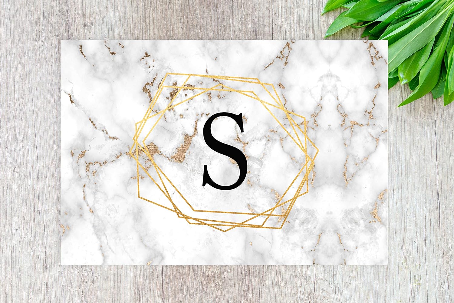 Andaz Press Custom Personalized Disposable Paper Placemats, 12 x 18 Inch, Set of 25, Custom Monogram Marble Geometric, Tableware, Dining, Tabletop, Table Setting for Wedding, Bridal Shower, Party