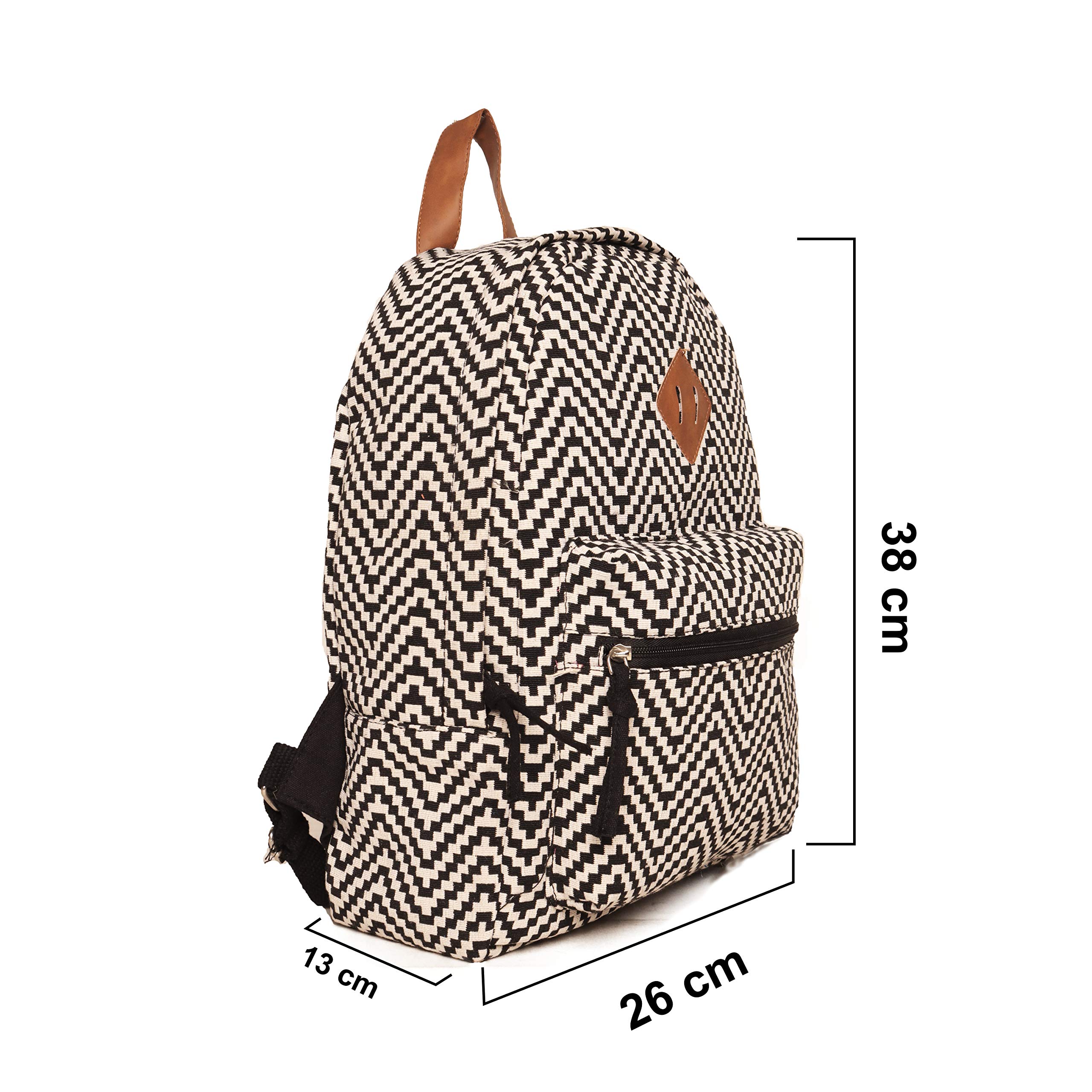 ASTRID Black And White Cotton Backpack For Women's Standard Backpack (Medium Size) Bags, 20 Litres