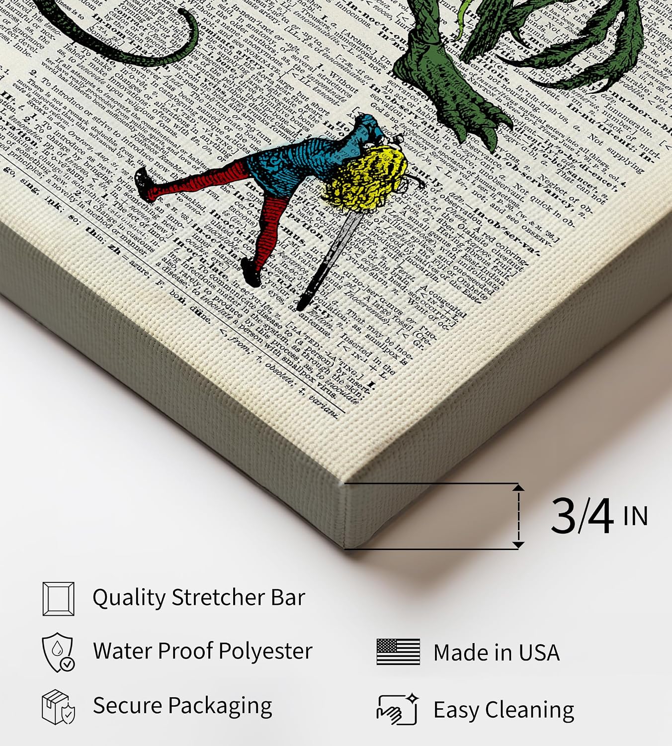 Poster Master Fantasy Canvas - Jabberwocky Movie Print - Dictionary Art - Housewarming Gift for Boy, Girl - Perfect Wall Decor for Kid's Room, Bedroom, Nursery - 8x10 STRETCHED Canvas