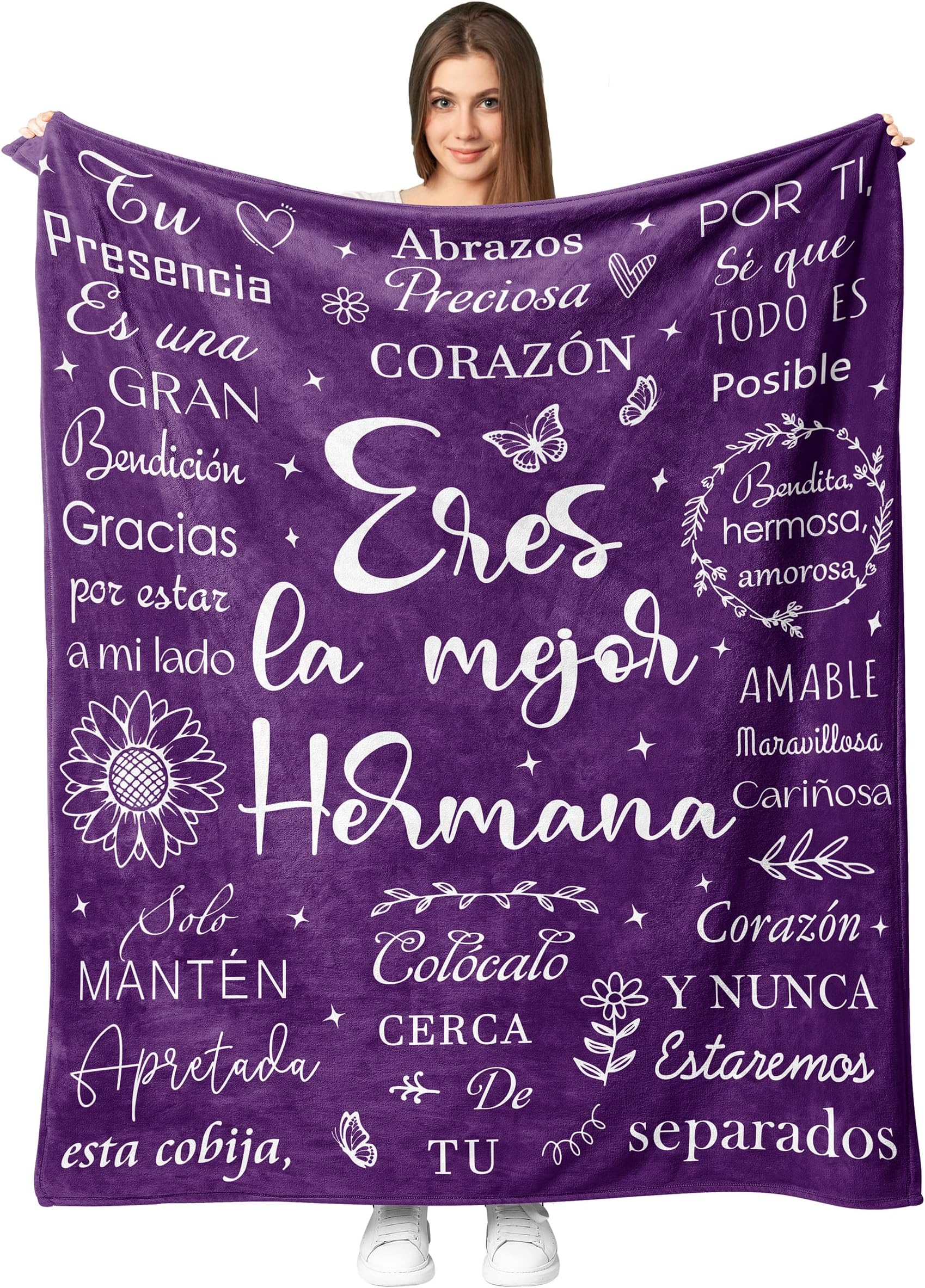Hermana Sister Birthday Gift Ideas, Big Sister Gifts from Sister, Birthday Gifts for Sister from Sisters, Big Sister Gifts for Little Girls, Sister Blanket 60” X 50”, Soul Sister Gifts for Women
