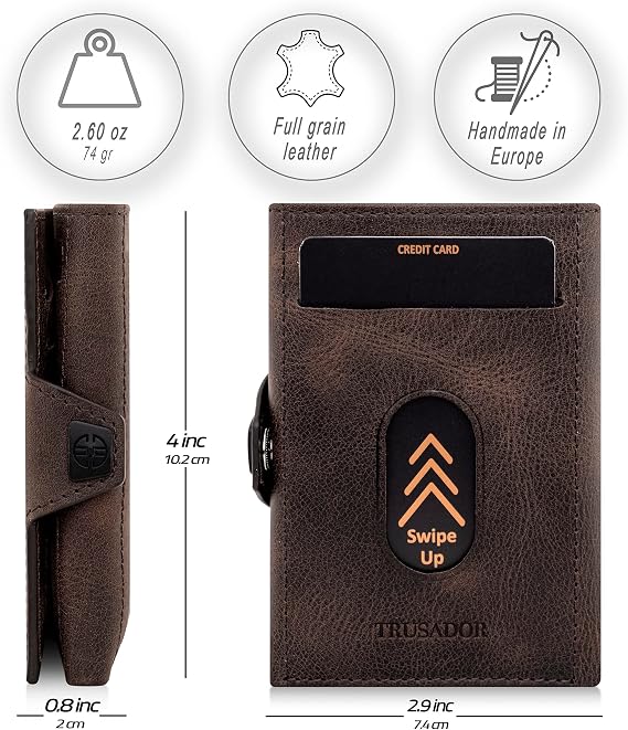 TRUSADOR Toscana Three Layer Leather Wallet RFID Protected Card Holder for Men and Women