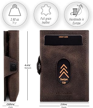 TRUSADOR Toscana Three Layer Leather Wallet RFID Protected Card Holder for Men and Women
