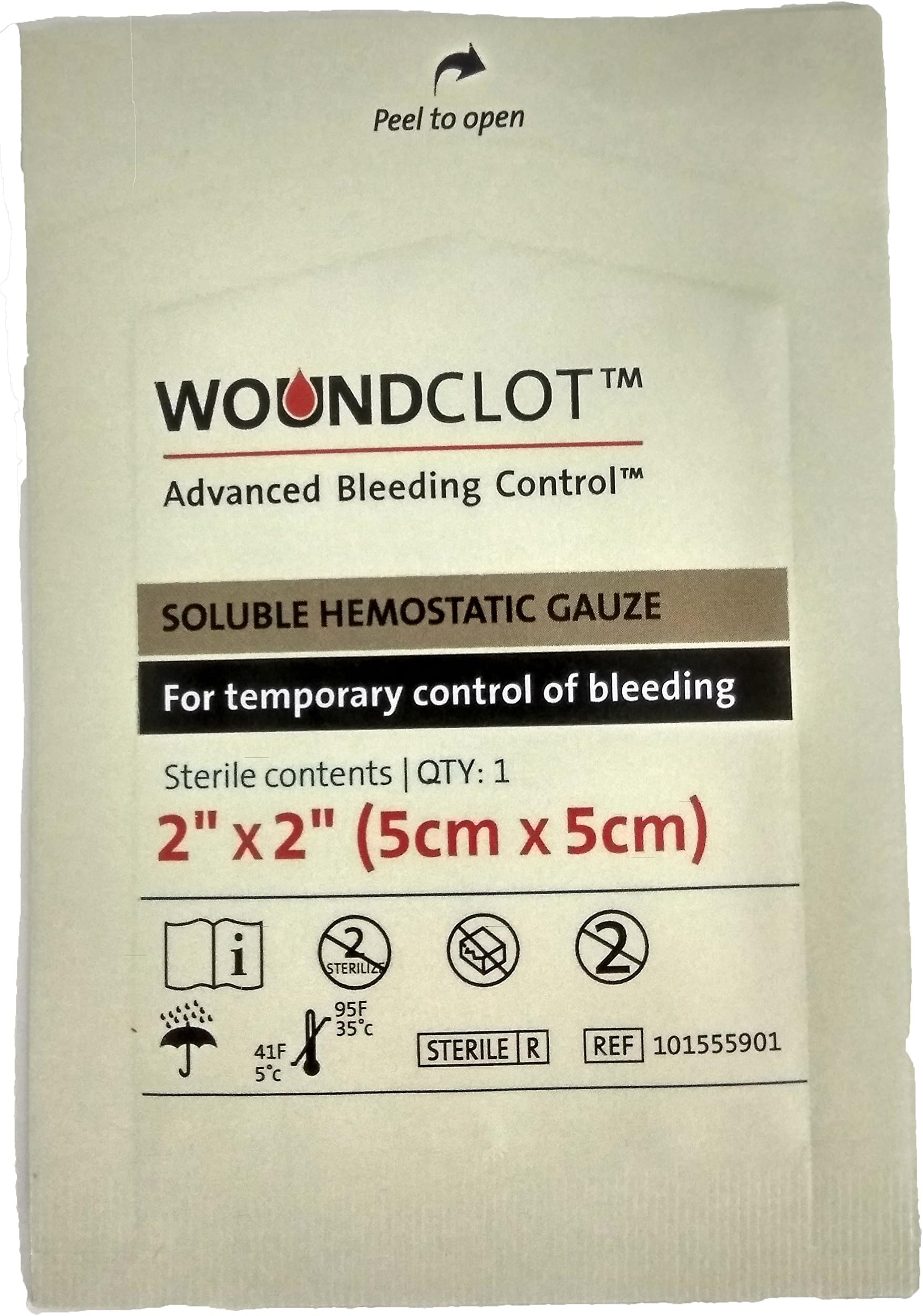 WoundClot Soluble Hemostatic Gauze - Advanced Bleeding Control (2" x 2" (5cm X 5cm))