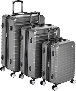 Amazon Basics Hardside Spinner Luggage with Built-In TSA Lock - 3-Piece Set (21", 26", 30"), Grey