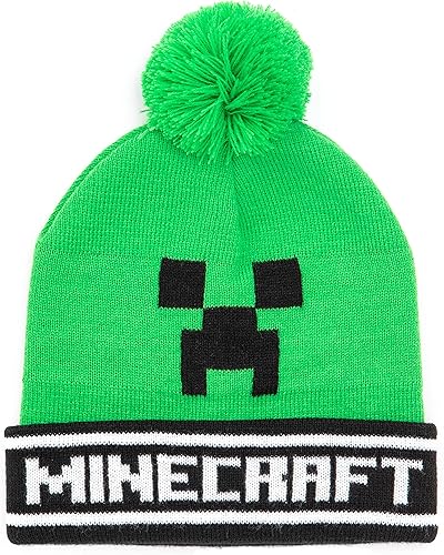 Miniatura 2 de Minecraft Bobble Hat - Juego de guantes de punto Creeper Beanie Gamer Gift Talla única color negro Negro talla única