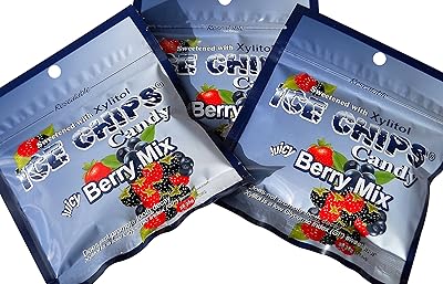 Ice Chips Xylitol Candy in Resealable Pouches (1 oz), Juicy Berry Mix (3 Pack)