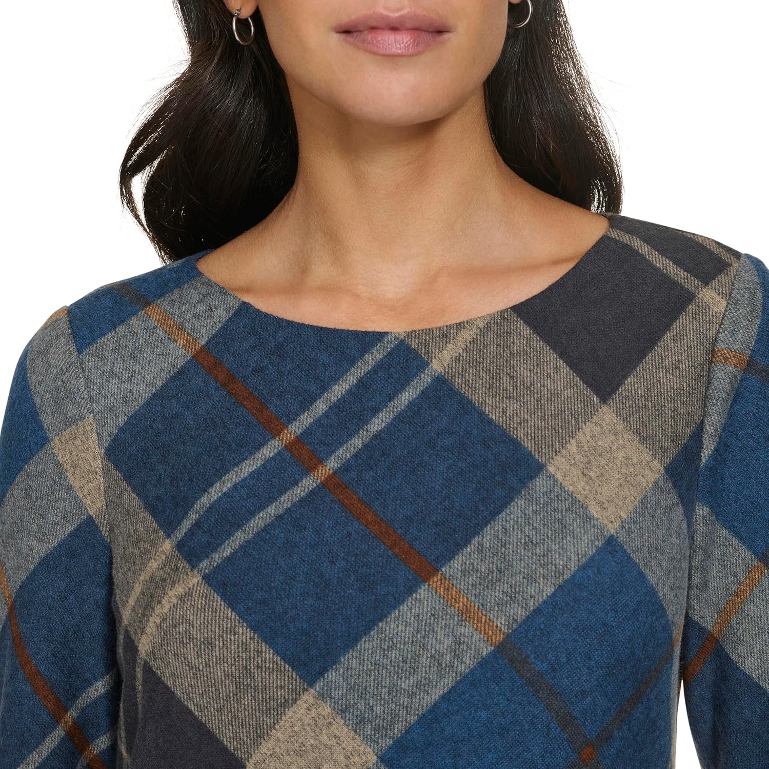 Jessica Howard Womens Belle Sleeve Boat Neck Printed Plaid Dress Dress - Image 5