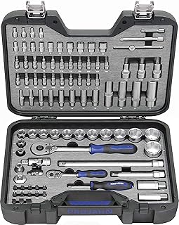 PROJAHN 3904201 Industrial Socket Set, Black, 1/4-1/2-Inch, Set of 91 Pieces