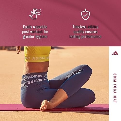 Vista 8 de adidas Yoga Mat - Eco Friendly - Non Slip, Durable Textured Surface, 8mm rubí (Mystery Ruby)