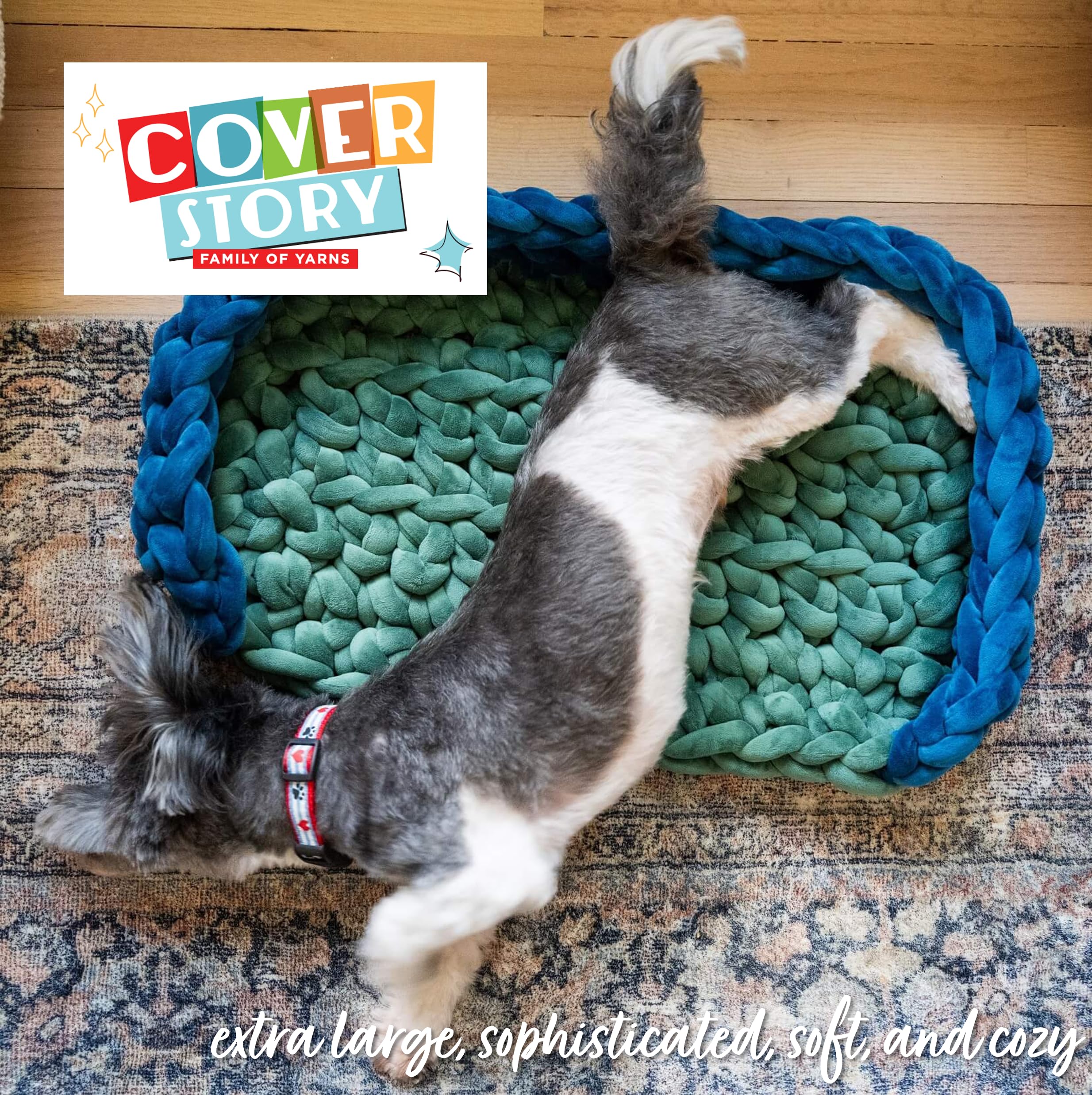 Lion Brand Yarn, Cover Story Cozy Luxe koc do robienia na drutach i szydełkowania, kremowy, 1 opakowanie