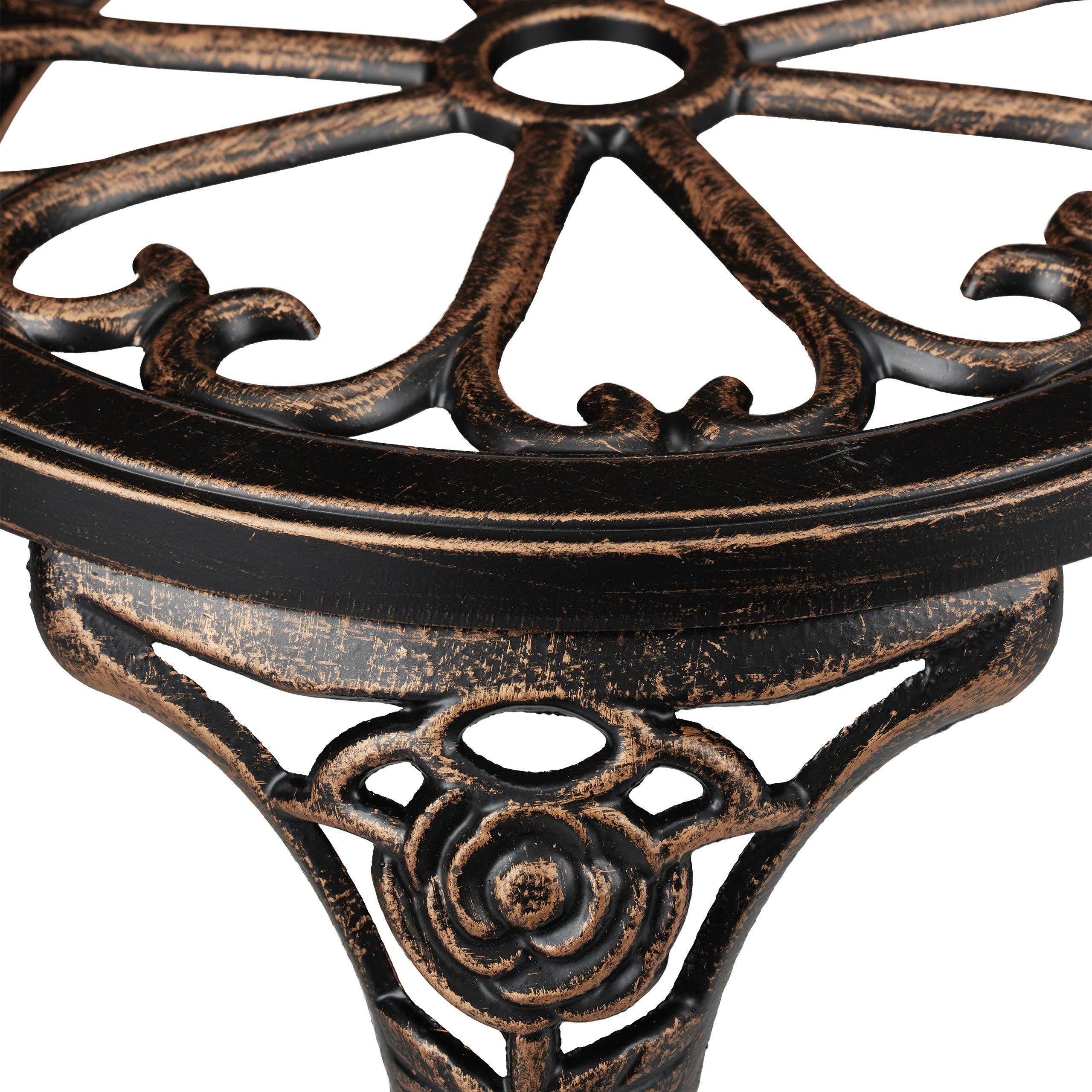 Relaxdays Gartenbank, 2 Sitzer, Rosen, Terrasse, Balkon, Alu & Gusseisen, antike Sitzbank, HBT: 78 x 99 x 52 cm, Bronze, Braun