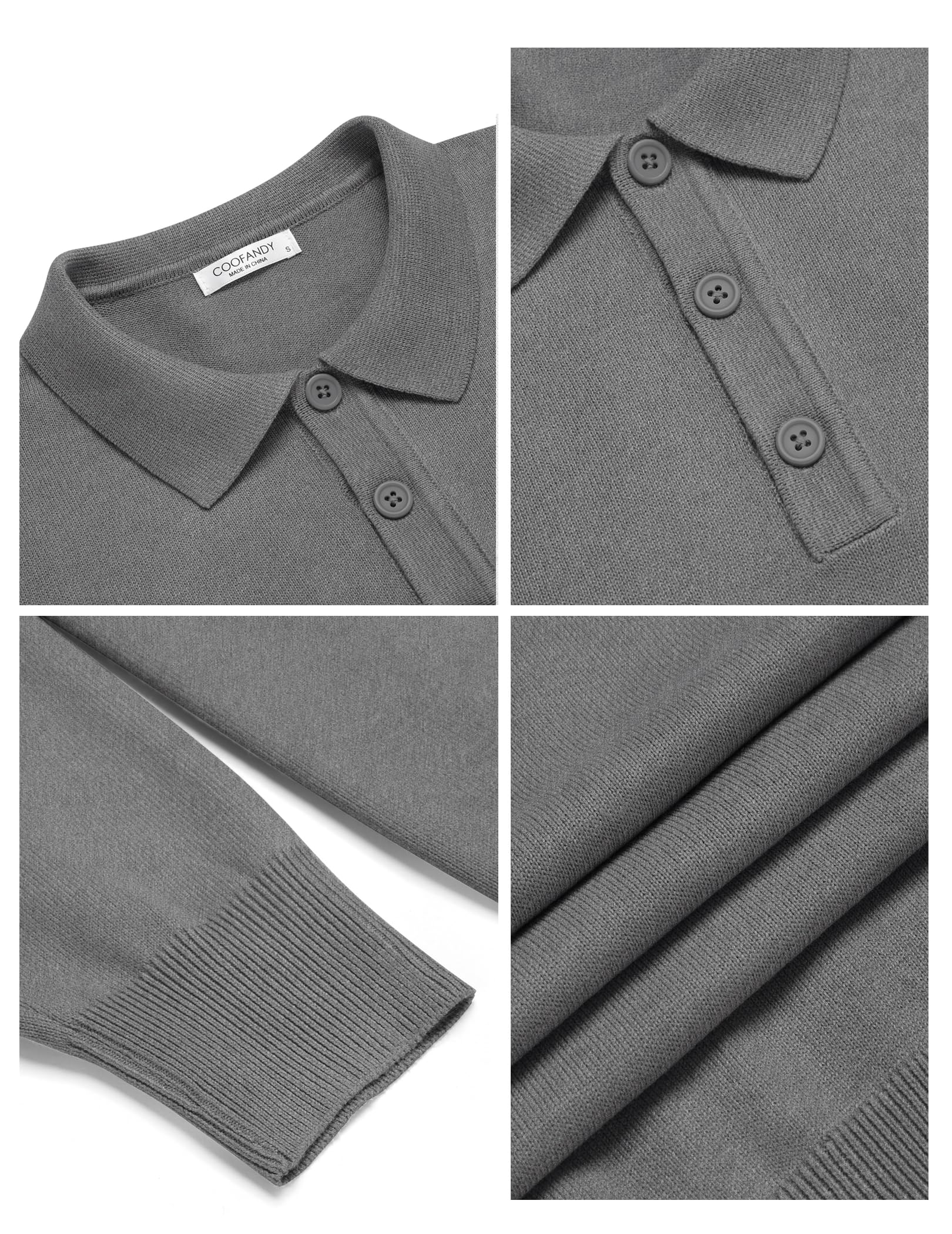 COOFANDY SuéTer Trenzado con Cuello De Polo para Hombre SuéTer De Punto Jersey De Manga Larga SuéTer BáSico Informal De Invierno