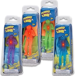 Nature Bound Flashing Light-Up Parachute Toy, Tangle Free, with Paratrooper, Assorted Colors, 4 Pack Bundle, Batteries Included, for Kids Ages 3 +