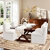 SUBRTEX Dining Chairs with Casters Set of 4, Upholstered Dining Room Chairs, Accent Single Sofa Chair, Fabric Linen Living Room Chairs, Arrived Assembed, Slient Wheels, Linen