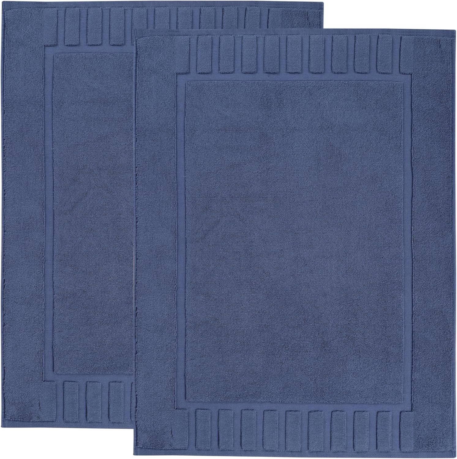 Superior 100% Cotton Bathmat Set, Bath Mats, Bathroom Decor, Shower, Bathtub Essentials, Home Accessories, Washable Rug, No Backing, Heavyweight, Leo Collection, Set of 2, 22" x 35", Navy Blue