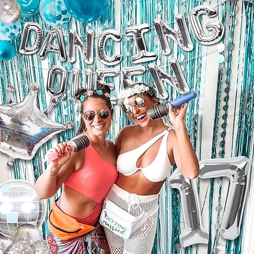 Miniatura 4 de 37 PIEZAS Bailarina Reina 17 Globos Bailarina Reina Decoraciones de Fiesta Mamma Mia 17 Cumpleaños Decoración Plata Azul 17 Decoración de Cumpleaños