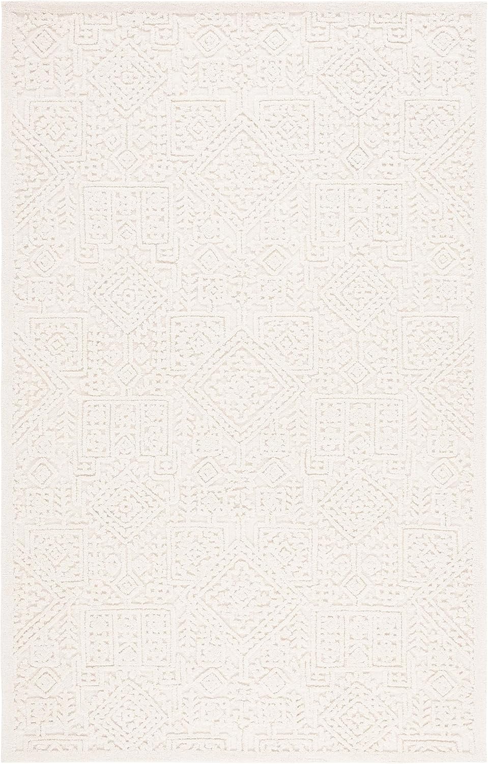 SAFAVIEH Textural Collection Area Rug - 5' x 8', Ivory, Handmade Wool, Ideal for High Traffic Areas in Living Room, Bedroom, Dining (TXT107A-5)