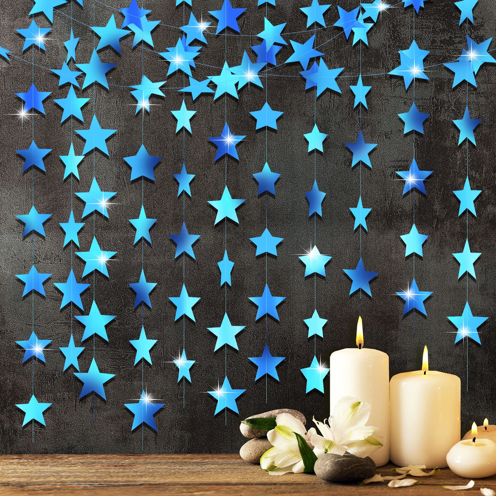 Patelai Glitter Star Garland Banner 2026 Party Decor 130 Feet Star Hanging Banner Twinkle Backdrop for Graduation Birthday Classroom Wedding Supplies(
