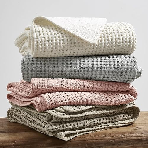 Miniatura 6 de Levtex Home - Mills Waffle - Juego de colcha King - Waffle de algodón crema - Tamaño de la colcha (122 x 106 pulgadas), tamaño de la funda (36 x 20