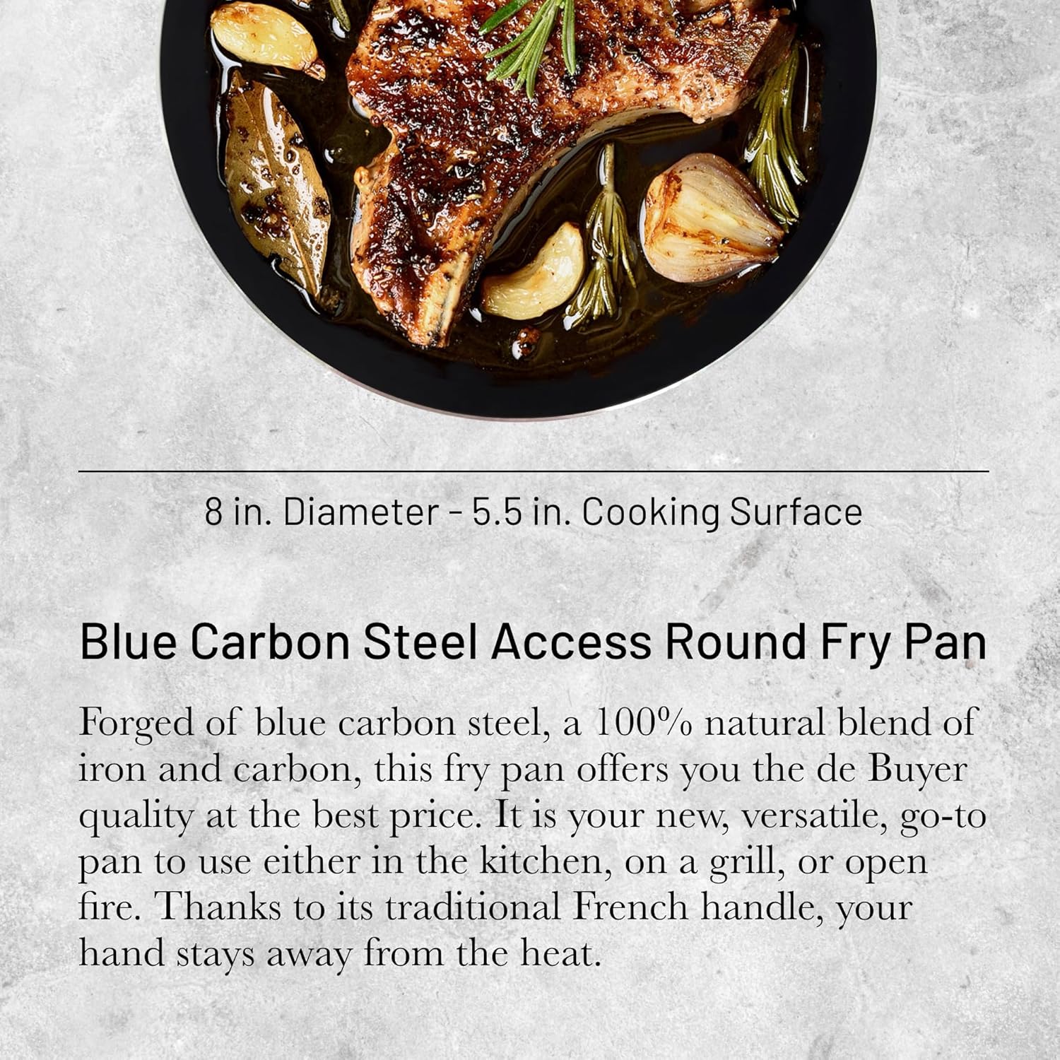 De Buyer 8-inch Fry Pan Shows Cooked Pork Chop