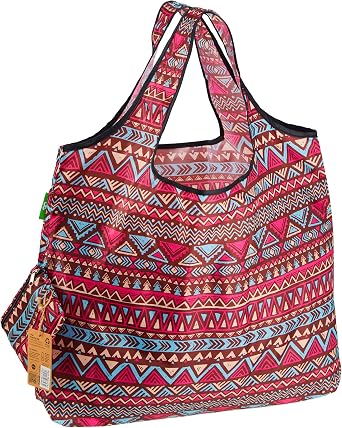 ECO CHIC Foldable Reusable Large Recycled Grocery Bags Lightweight Shopping Tote Bags with Storage Pouch