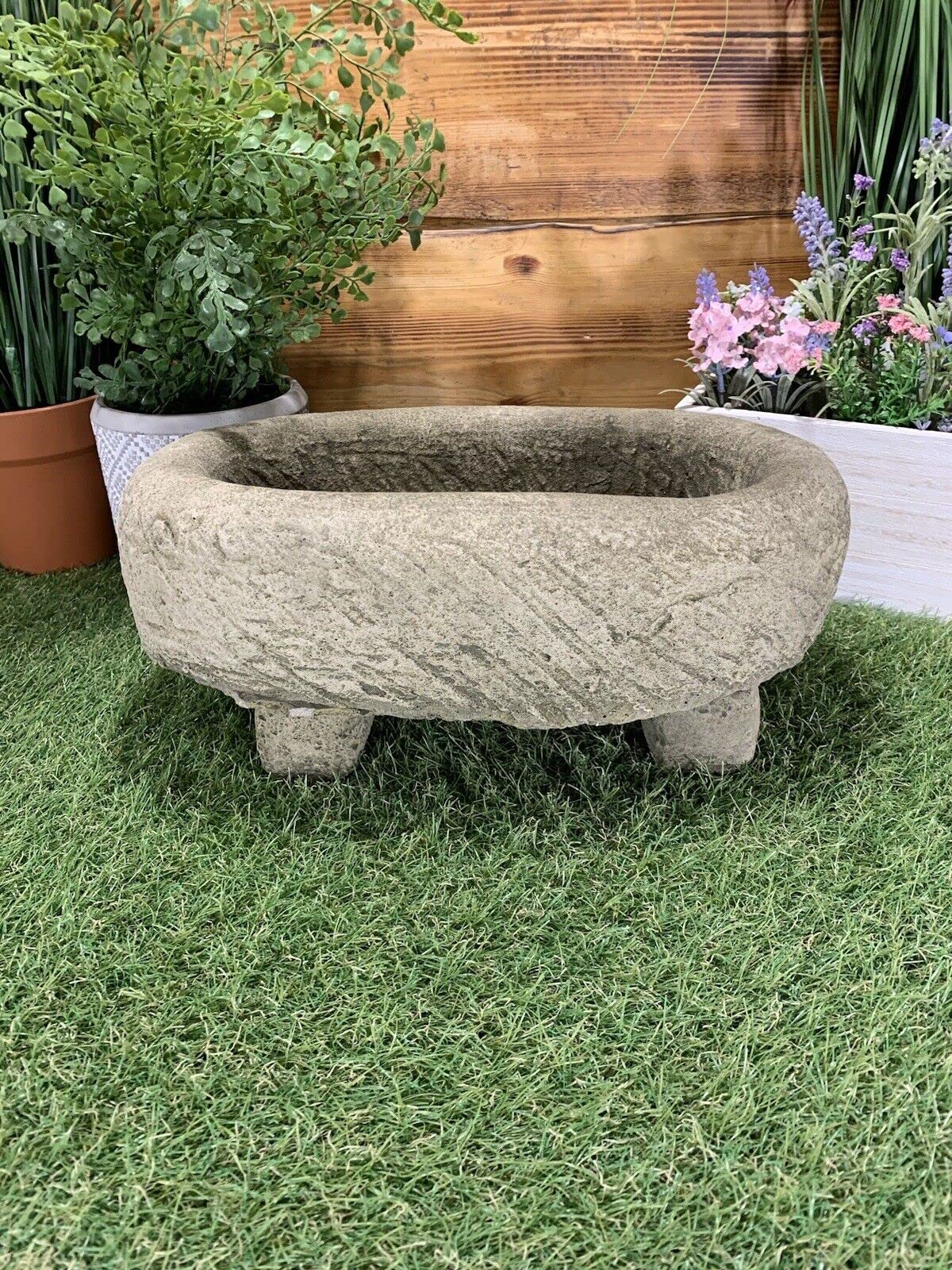 J And L Stone Ornaments Oval Planter Plant Pot With Legs Statue Ornament