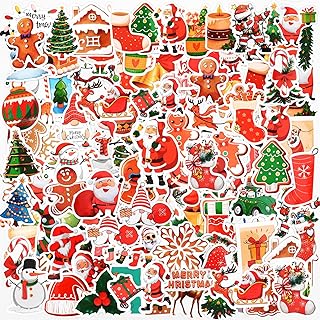 クリスマスステッカー、200枚クリスマステーマステッカー、ビニール防水ステッカーデカールクラフトキッズティーン大人クリスマスギフトラップトップスクラップブックカードウォーターボトルクリスマスホリデーパーティー装飾用品