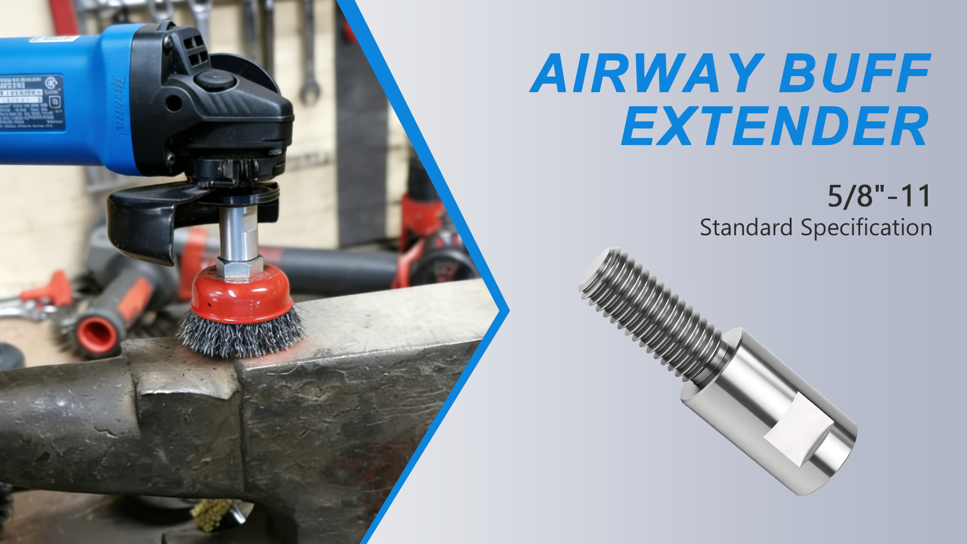 Image of Airway Buff Extender, Airway Buffing Wheel Extension Shaft, 5 /8 inch-11 Threads Arbor Extended Adapter, Universal Angle Grinder Attachments, for Aluminum Wheel Polishing Kit-2 PCS