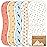 5-Pack Muslin Burp Cloths Baby Boy, Girl - Very Absorbent Baby Burp Cloth Rags, 8-Layers Viscose Derived from Bamboo Cotton Muslin Towel, Super Soft Spit Up Rags, No Shrink Washcloths (Wildscape)