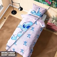 Disney Stitch Ágyneműhuzat Szett Lányoknak és Tinédzsereknek, Rózsaszín Pamut-Poliészter Gyerek Ágynemű Egyszemélyes 4