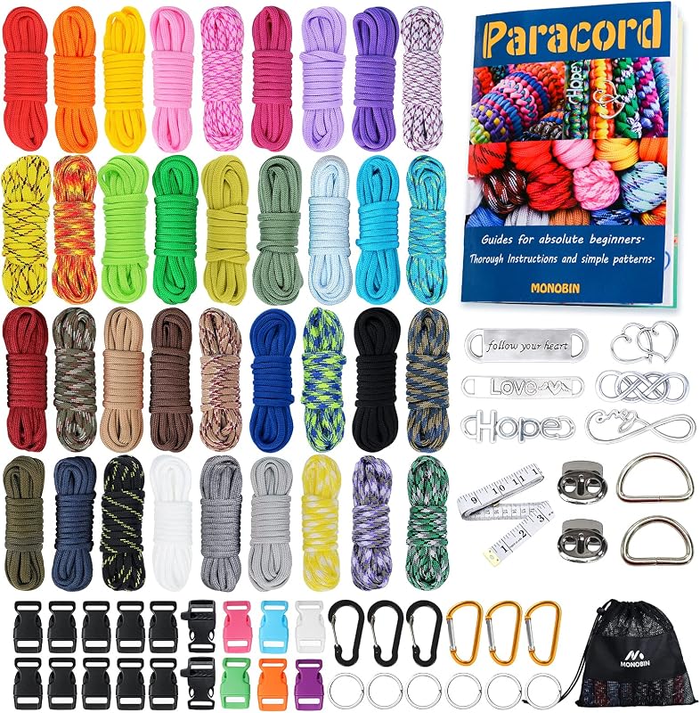 Paracord Combo Kit - 36 Colors, Multifunction Ropes & Accessories for Crafts