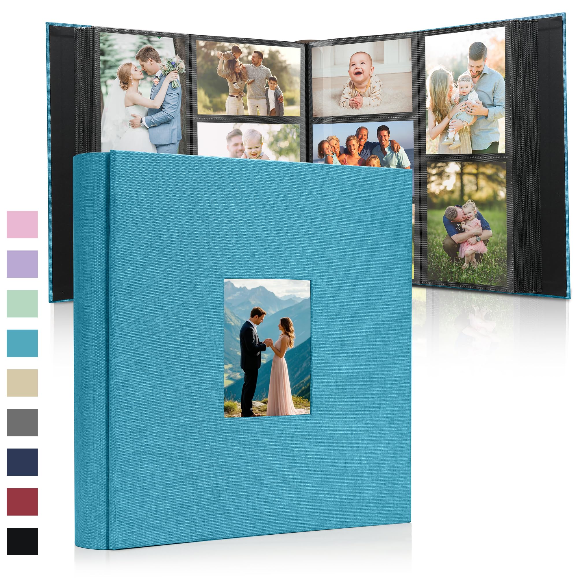 DazSpirit Large Photo Album 6x4 in, 1000 Slip-In Pockets, Linen Fabric Hard Cover Photo Book with Customisable Front Window for Family, Wedding, Travel & Baby Memories